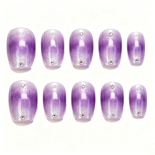 Purple Gradient Sparkle Square Press On Nails