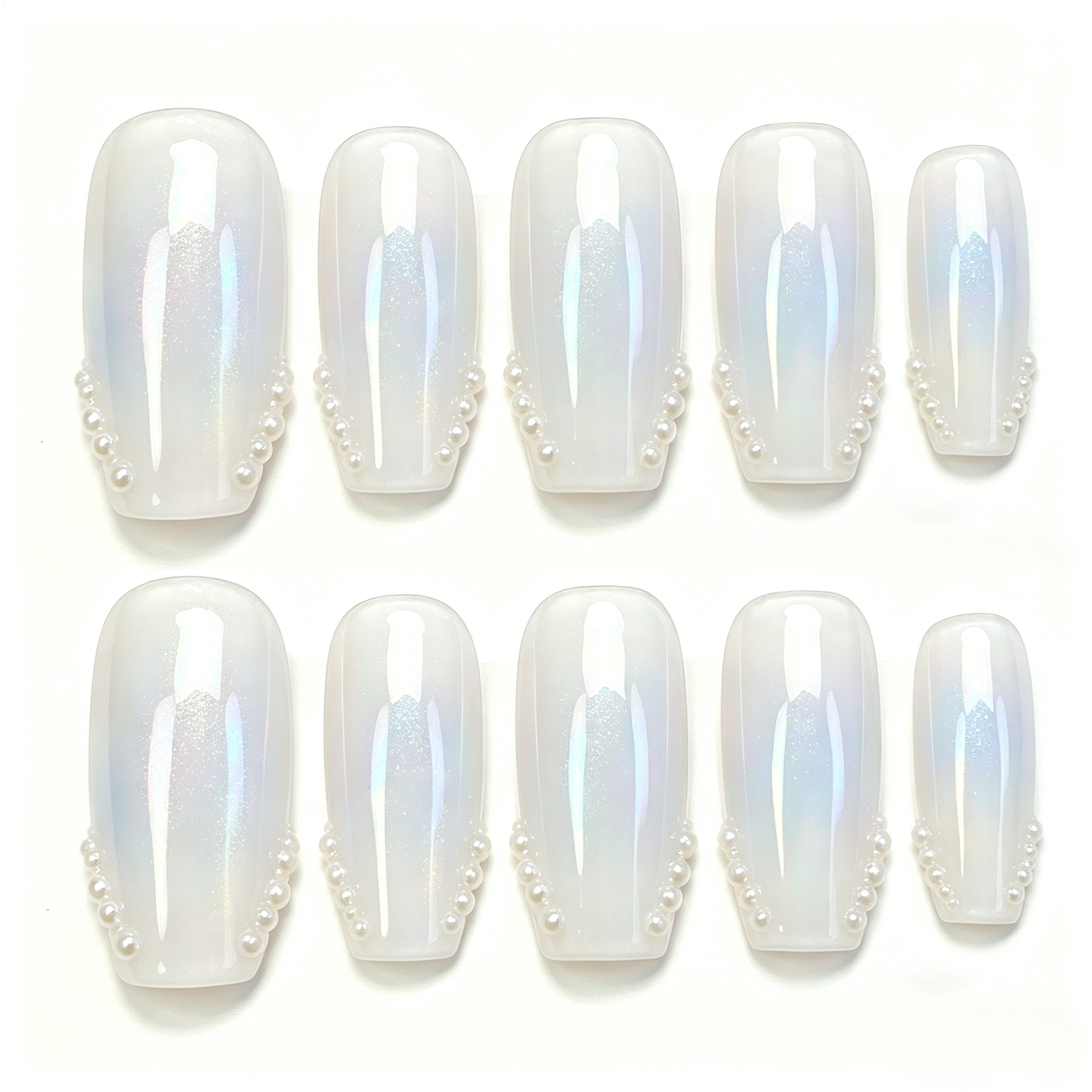 Opal White Pearl Accent Press On Nails
