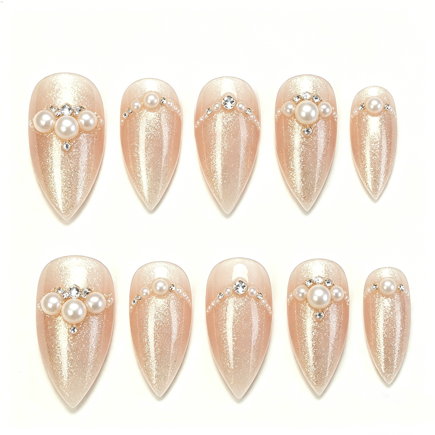 Shimmer Pearl Gem Nails