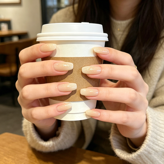 Gold Thread Nude Nails