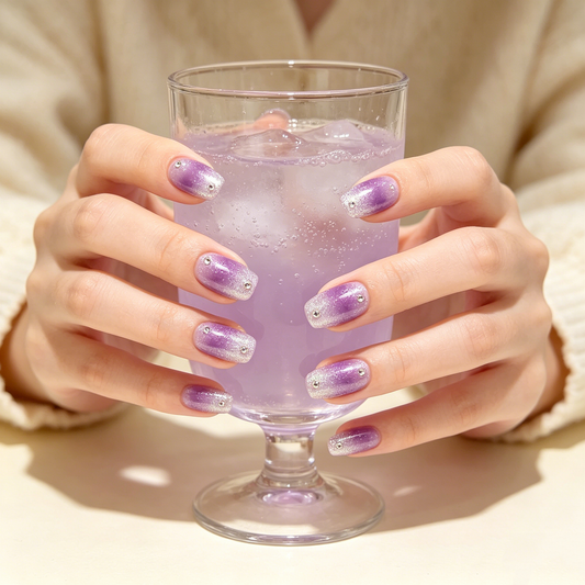 Purple Gradient Sparkle Square Press On Nails
