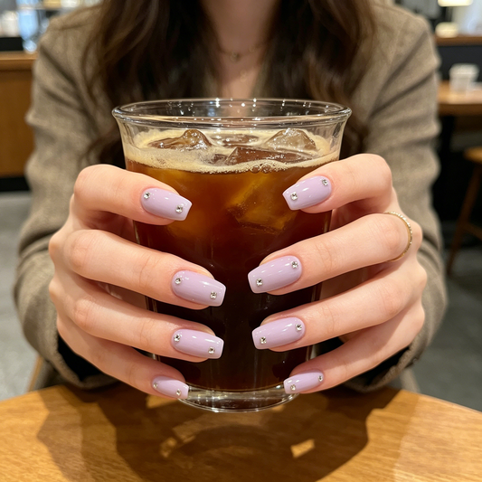 Lavender Square Crystal Press On Nails