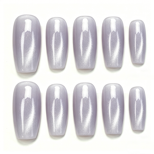 Pale Lavender Cat Eye Press On Nails