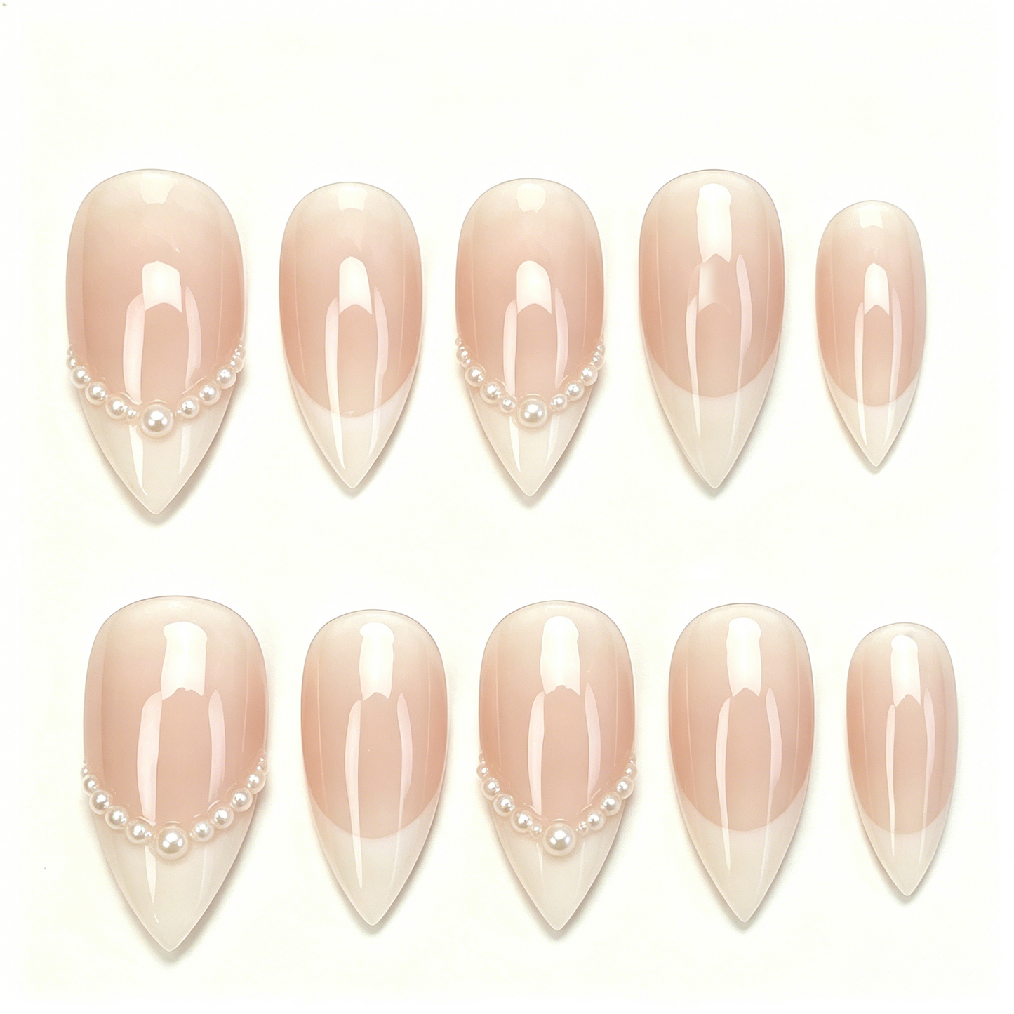 White Tip Pearl French Nails